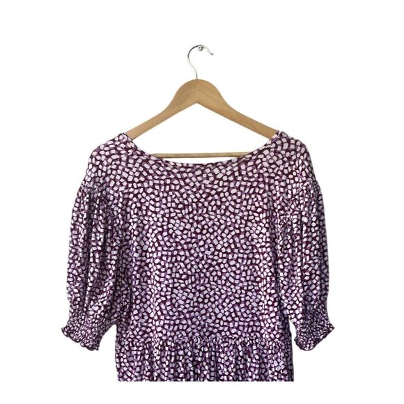 Draper James Dress Mini Smocked Sleeve Polka Dot XL Kacey Faux Wrap Jersey Knit - Picture 6 of 11